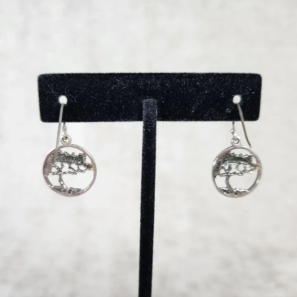 925 Sterling Silver Lone Cypress Tree Dangle Drop Earrings Boho Witchy